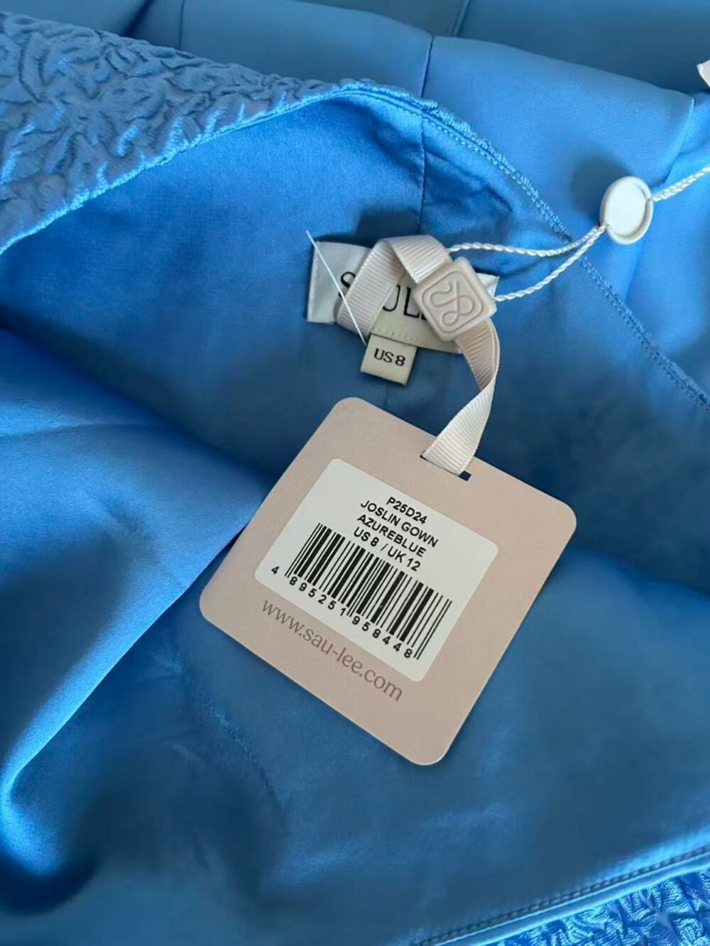 NWT Sau Lee Joslin Maxi Dress Gown US8 Azure Blue Classic Party Wedding - Picture 5 of 7